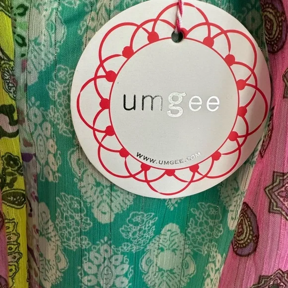 UMGEE Boho Mixed Print Patchwork 3/4 sleeve Dress, Pink, Green, Lavender Small - Picture 9 of 10